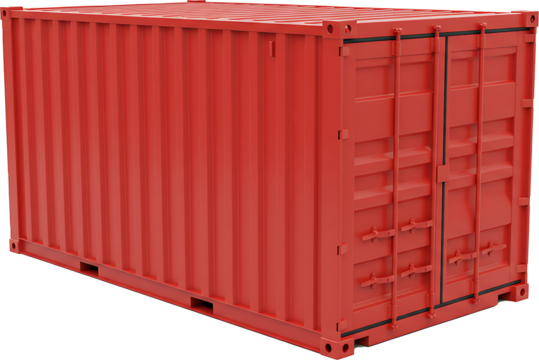 Cargo container with red color  Isolated On white background