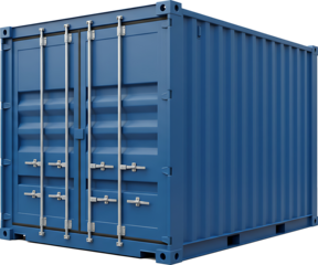 Cargo container blue isolated on white background
