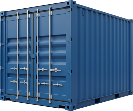 Cargo container blue isolated on white background