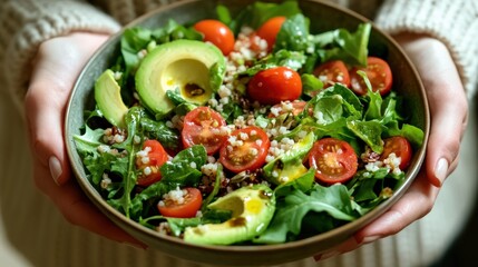 Fresh Healthy Salad with Avocado and Cherry Tomatoes