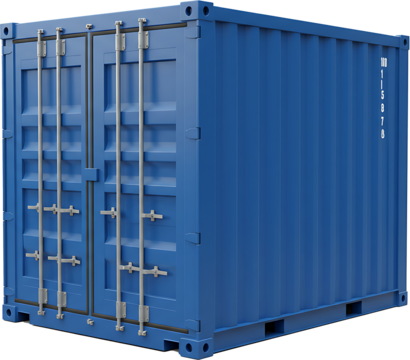 Cargo container blue isolated on white background