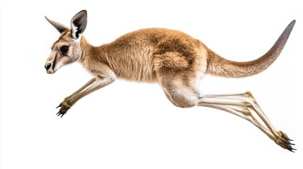 Kangaroo in Motion against White Background for Nature Themes