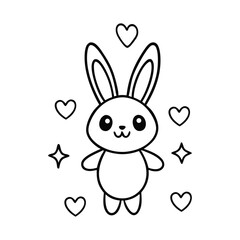rabbit with heart coloring book 