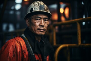 Portrait of a Asian worker on oil platform