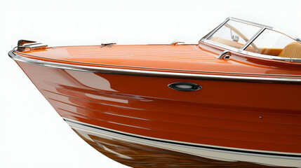 Vintage Orange Luxury Yacht on Sunset Water - Classic Nautical Marine Transportation