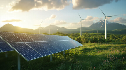 solar panels and wind turbines