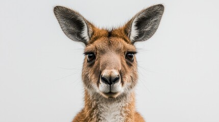 Fototapeta premium Close-up of a Kangaroo with Bright Eyes and Alert Ears