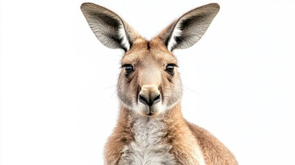 Fototapeta premium Close-Up Portrait of a Kangaroo with Detailed Features and Ears