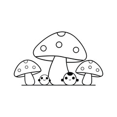 mushrooms on a white background coloring book
