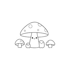 mushrooms in the grass coloring book