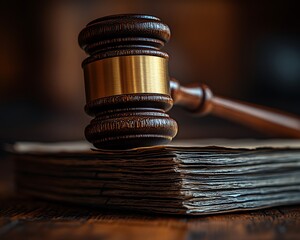 Judge's Gavel on Ancient Documents