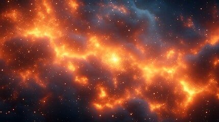 Fototapeta premium Fiery cosmic clouds filled with stars against a dark background