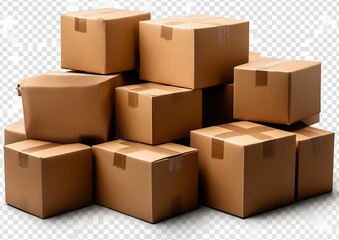 Stacked Cardboard Boxes on White