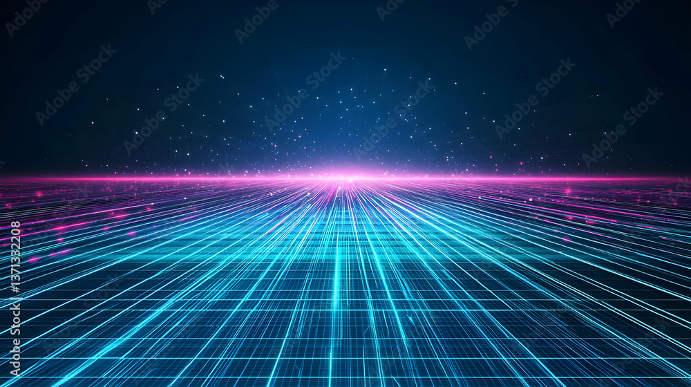 Aufkleber abstract futuristic digital background with glowing lines and points