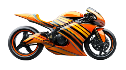 Sleek modern sports bike with an aerodynamic design and sharp details isolated on a transparent background