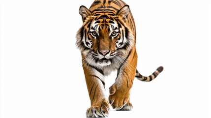 Obraz premium Majestic Bengal Tiger Walking Towards Camera with Intense Gaze