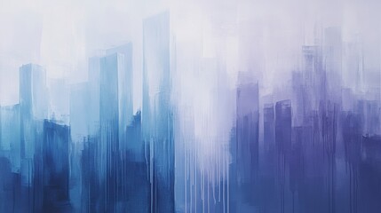 Serene Cityscape Abstract Blue and Purple Urban Impression