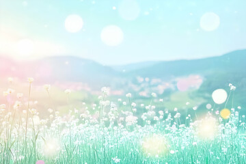 Obraz premium Photo Of A Field Of White Flowers With Bokeh And Green Hues