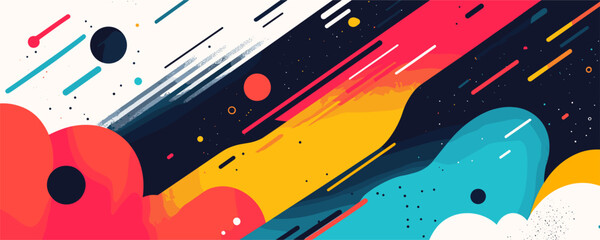 Abstract space-themed background with colorful geometric shapes vector
