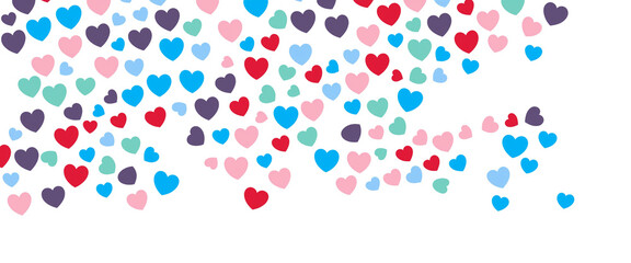 colorful hearts pattern, scattered hearts design, abstract love background, romantic illustration