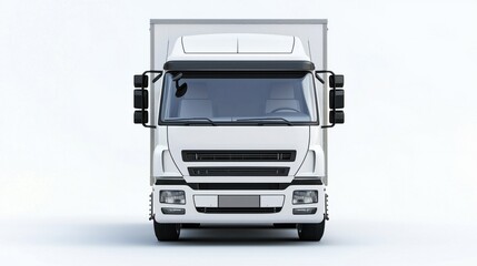 White Delivery Truck Front View on Plain Background for Transport Needs