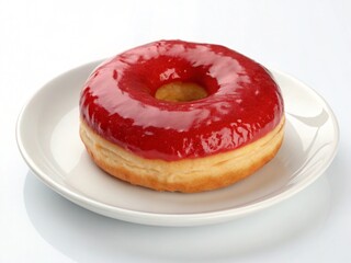 Donut with strawberry jam, red donuts