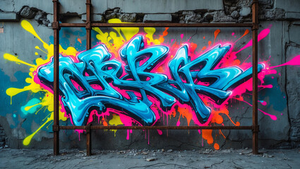 Graffiti Wall � Blue & Yellow