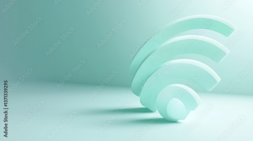 Aufkleber wifi signal icon in minimalist design abstract 3d rendering for technology and connectivity co