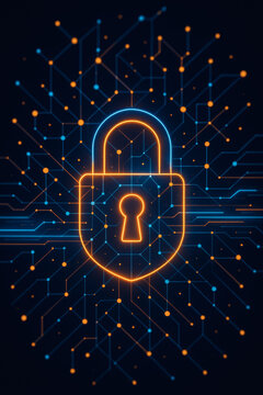 Digital padlock symbolizing cybersecurity and data protection

