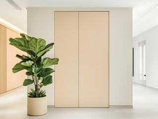 Photo Of Interior Design With Large Plant Doors and Beige Walls