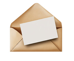 A brown envelope partially open reveals a blank card inside, suggesting it is prepared for a personal note or greeting. The clean background emphasizes the simplicity of this stationery setup