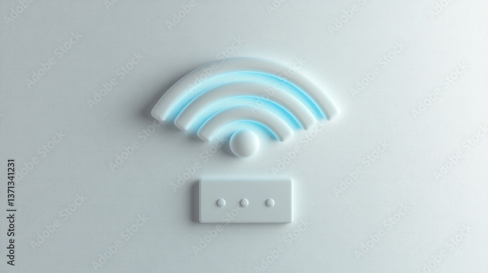 Aufkleber wireless connectivity icon with signal waves and network device