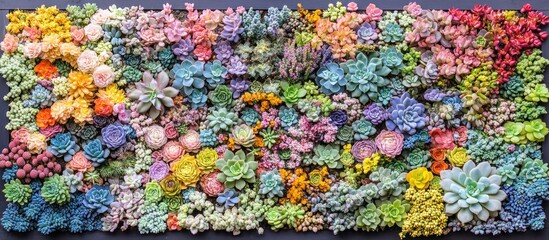 Colorful Succulents Display on Dark Background