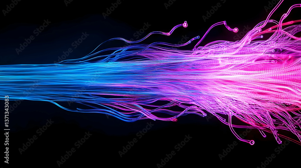 Poster abstract glowing particle stream