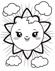 Coloring page kawaii cute cartoon illustration