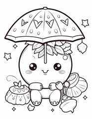 Coloring page kawaii cute cartoon illustration