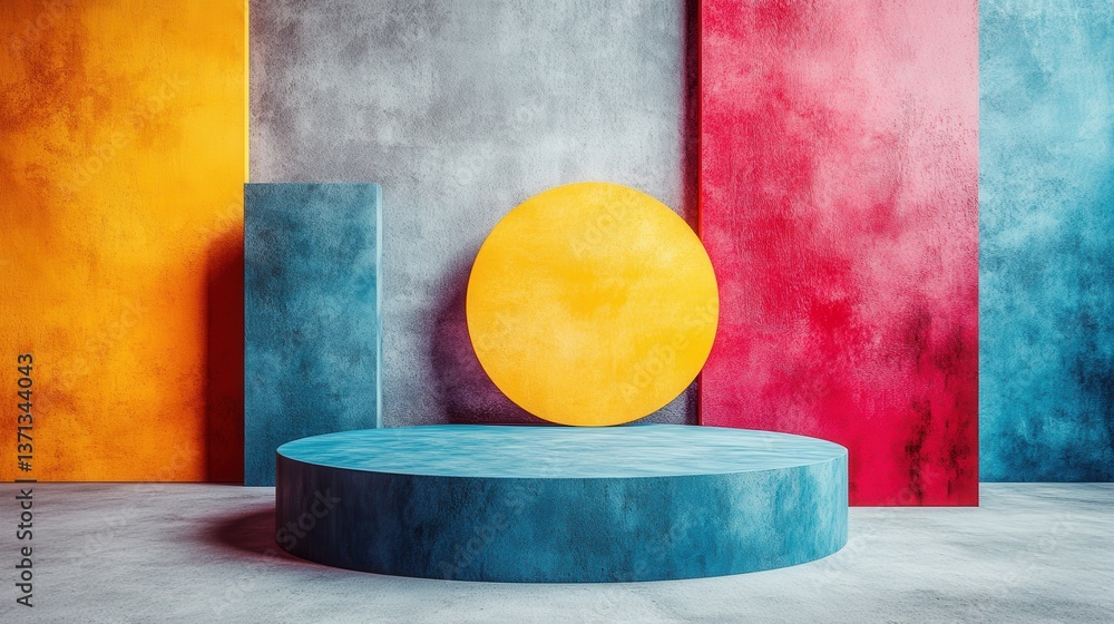 Leinwandbilder colorful layered paper design showcasing various shapes arranged in an abstract pattern on a flat su