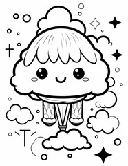 Kawaii Coloring Page. Cute Cartoon Hand Drawing Coloring Illustrations