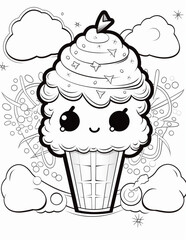 Coloring page kawaii cute cartoon illustration