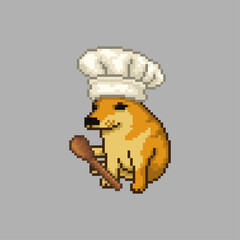 Chef dog, pixel art meme