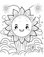 Coloring page kawaii cute cartoon illustration
