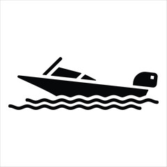 Motor Boat  Icon Element For Design