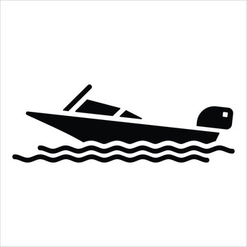 Motor Boat  Icon Element For Design