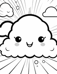 Coloring page kawaii cute cartoon illustration