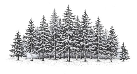 Obraz premium Thick forest hand-drawn illustration