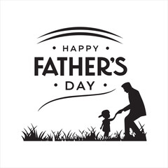Father and Son Vector Silhouette – Happy Father’s Day Greeting