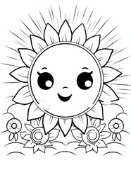 Coloring page kawaii cute cartoon illustration