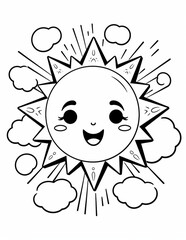 Kawaii Coloring Page. Cute Cartoon Hand Drawing Coloring Illustrations