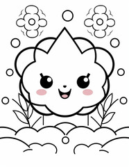 Kawaii Coloring Page. Cute Cartoon Hand Drawing Coloring Illustrations