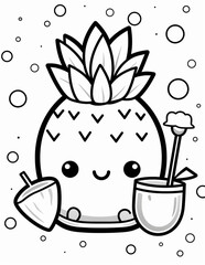 Kawaii Coloring Page. Cute Cartoon Hand Drawing Coloring Illustrations